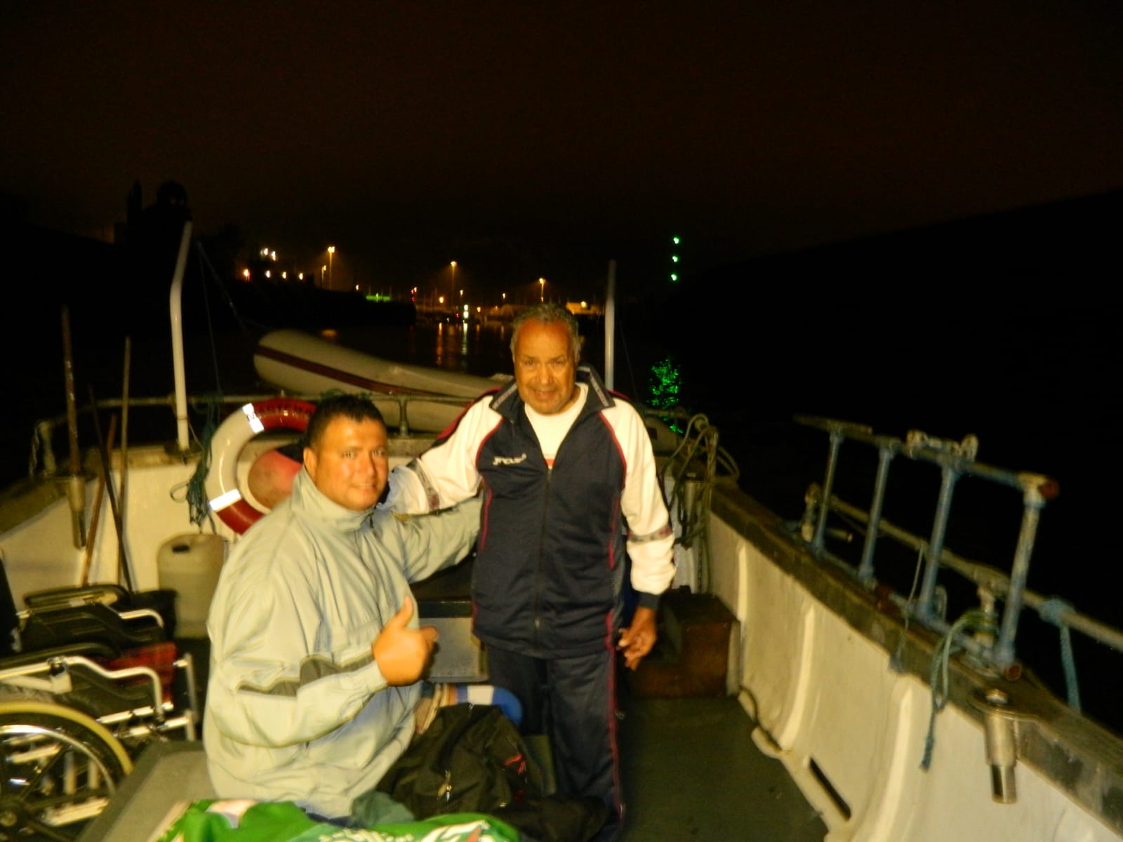 The support boat accompanying the swim.