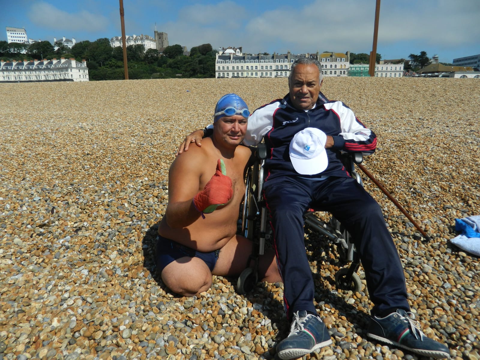 Ahmed Nasef on the beach before an open-water swim. Archive photograph.